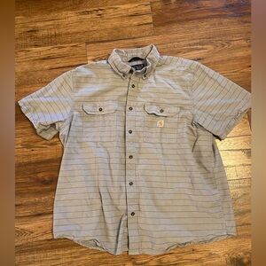 Carhartt Short Sleeve Button Shirt Men's Size XL X-large Gray LOOSE FIT